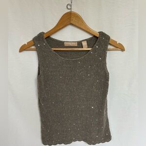 Kate Hill Shimmer Knit Tank Top - Taupe
